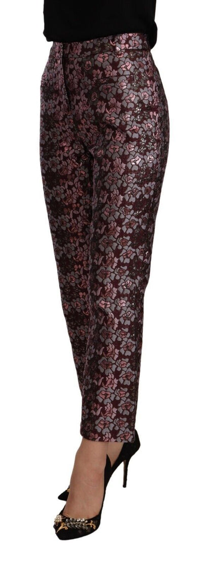 Hoge taille jacquard flared cropped broek