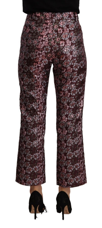 Hoge taille jacquard flared cropped broek