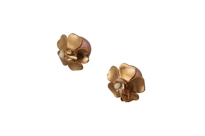 Elegante bloemen kristal parel clip-on oorbellen