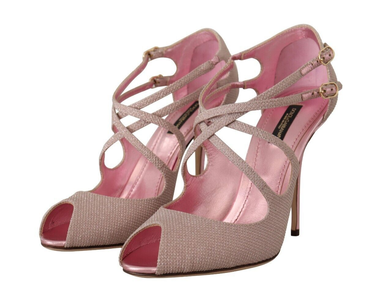 Roze glitter peep toe hoge hakken sandalen