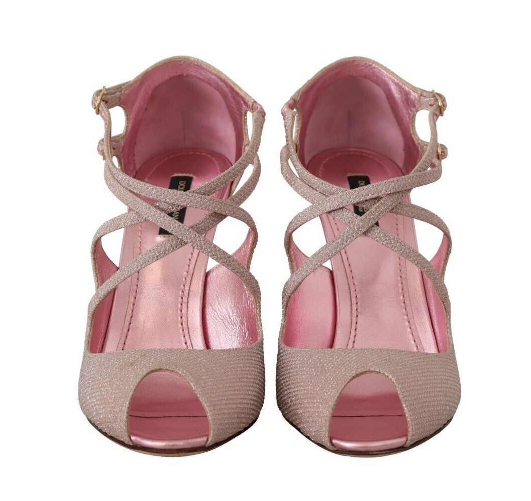 Roze glitter peep toe hoge hakken sandalen