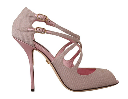 Roze glitter peep toe hoge hakken sandalen