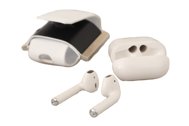 Chique leren Airpods-hoesje in monochroom