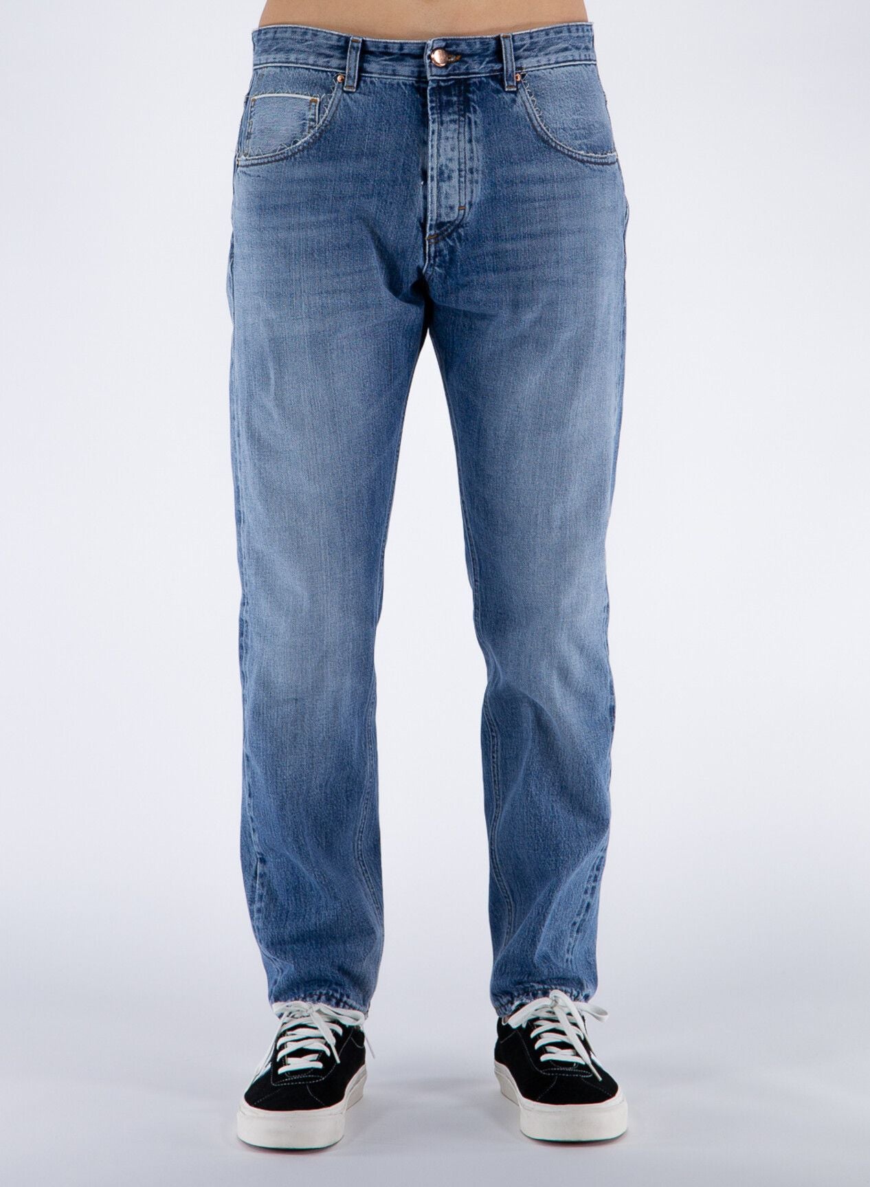 Elegante Medium Wash Heren Katoenen Jeans