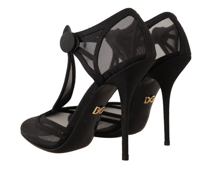 Elegante Mesh T-Strap Stiletto Pumps