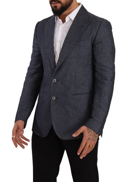 Elegant Slim Fit Two-Button Blue Blazer