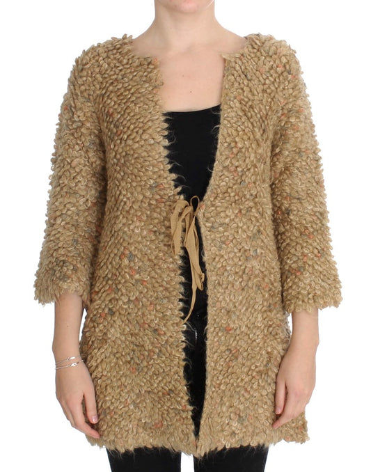 Elegante beige sweaterjas cape