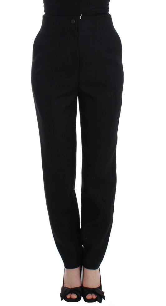 Elegante zwarte broek met hoge taille