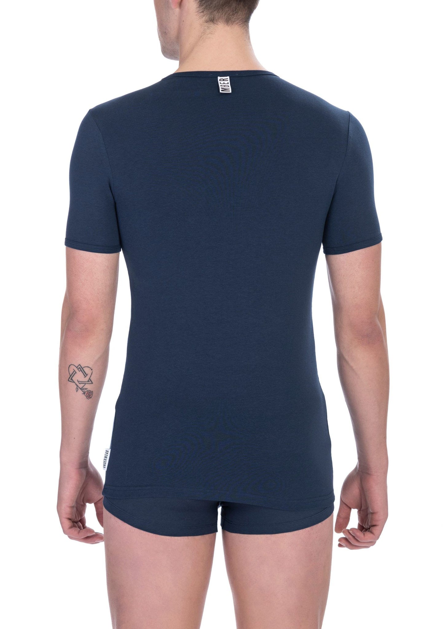 Blauw katoenen heren T-shirt