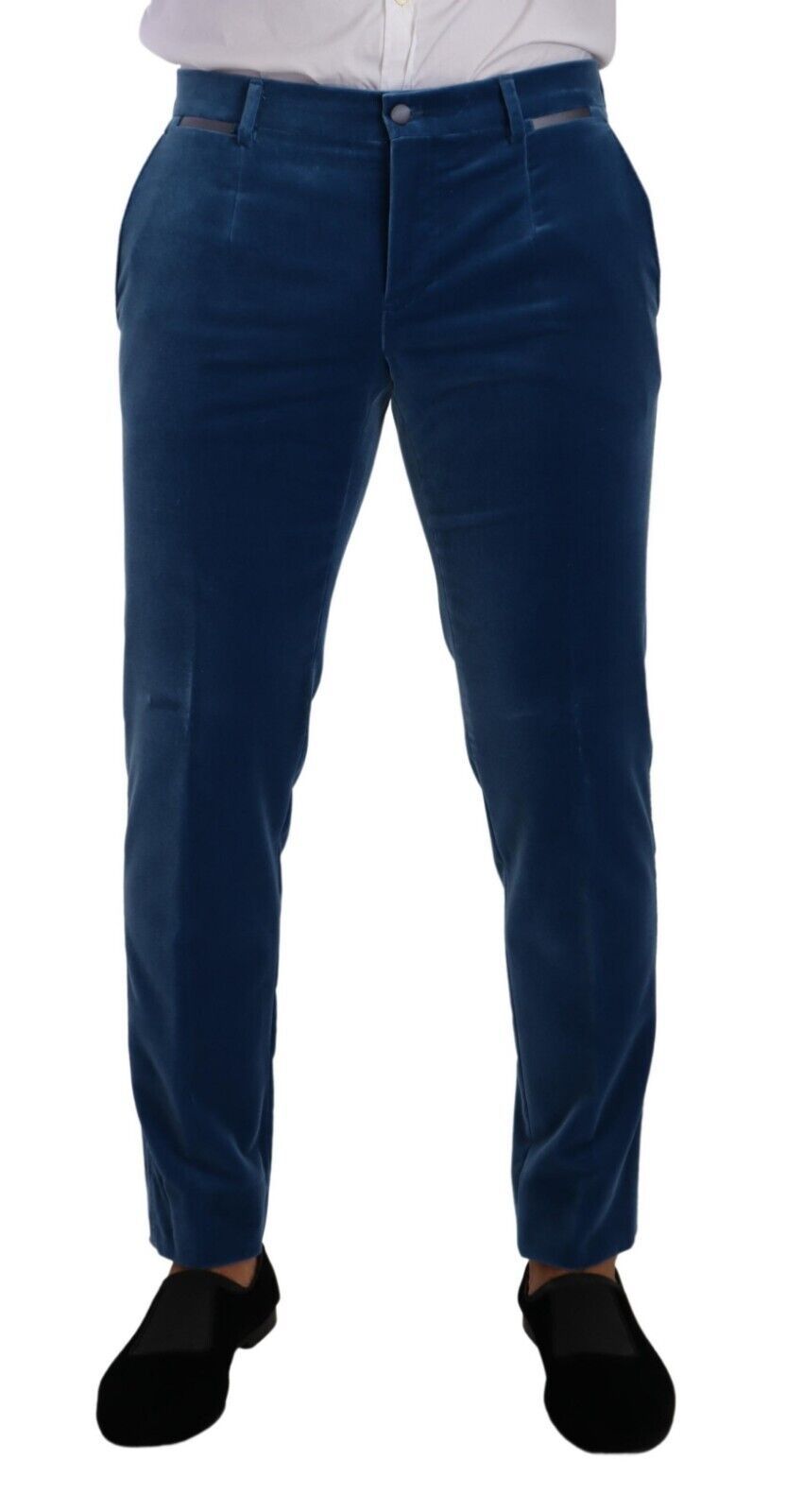 Elegant fluwelen blauw slim fit pak