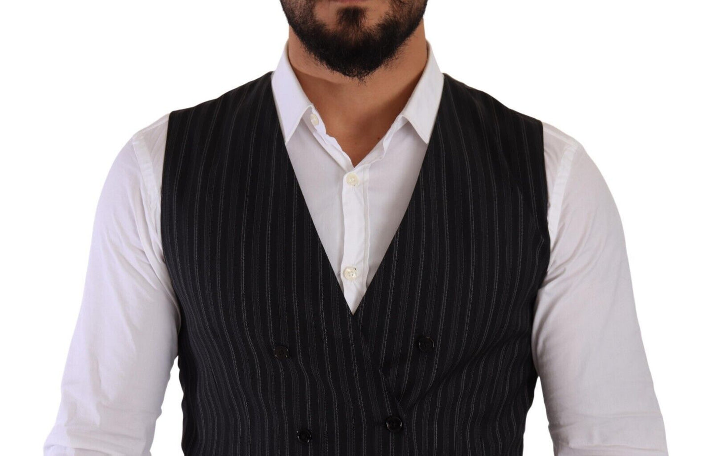 Elegante gestreepte dubbelrijs jurk vest