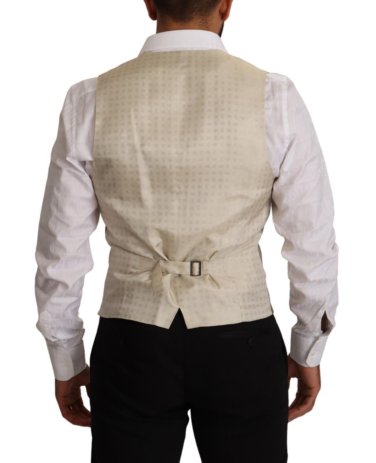 Elegante enkelrijs vest in beige