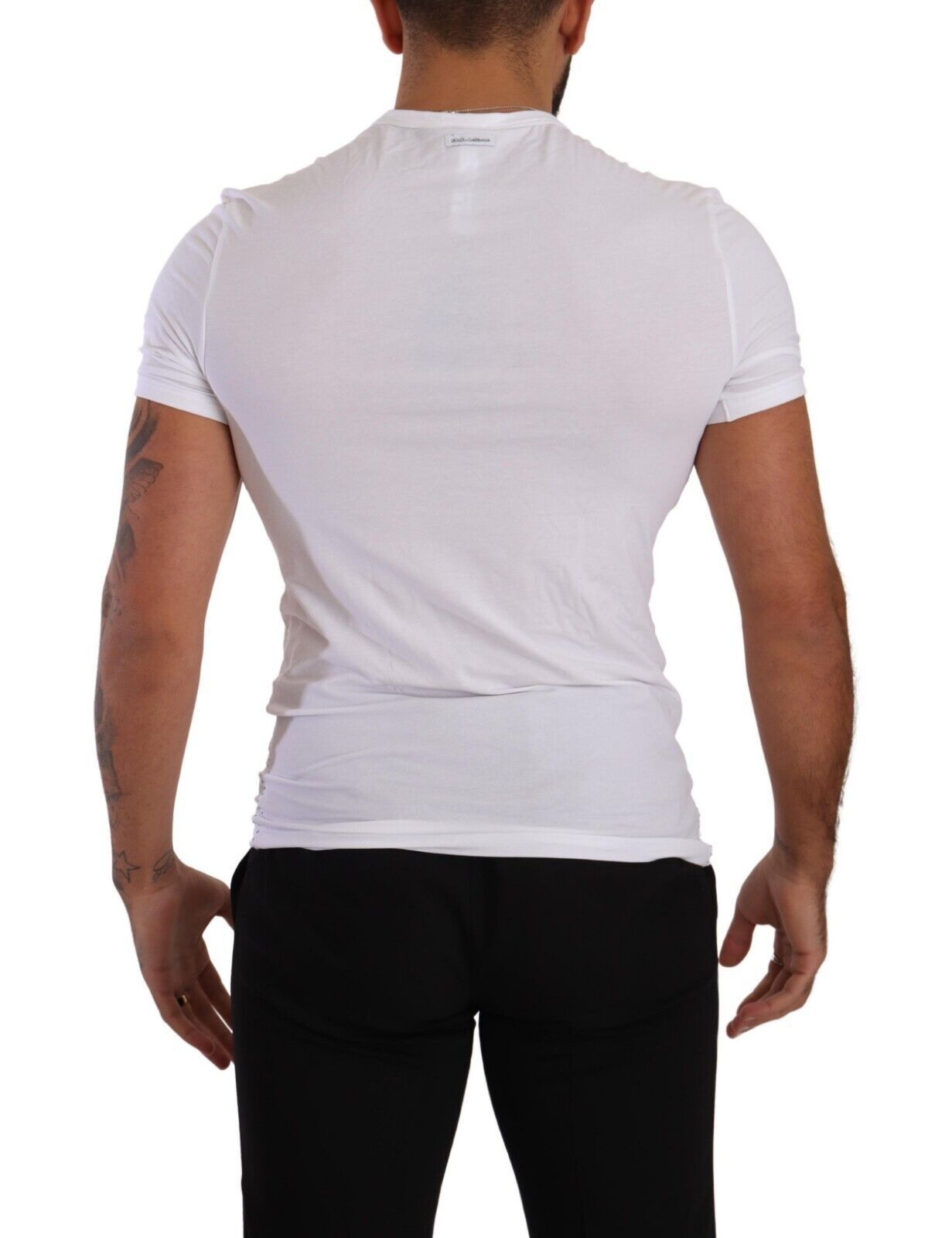 Elegante witte katoenen mix ronde hals T-shirt