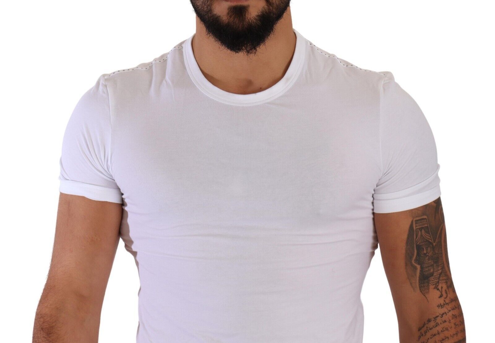 Elegante witte katoenen mix ronde hals T-shirt