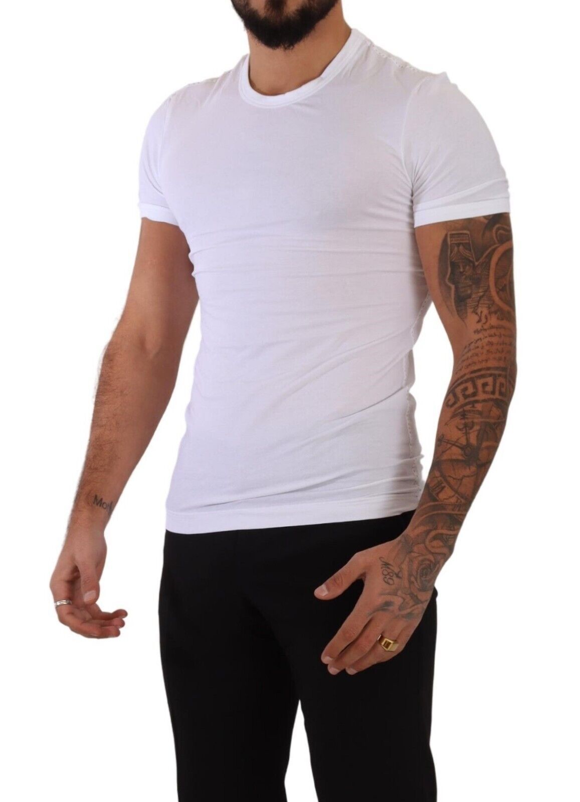 Elegante witte katoenen mix ronde hals T-shirt