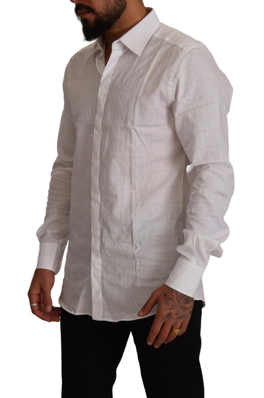 Elegant White Cotton Dress Shirt - Slim Fit