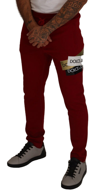 Elegant Red Jogging Pants with Drawstring Closure