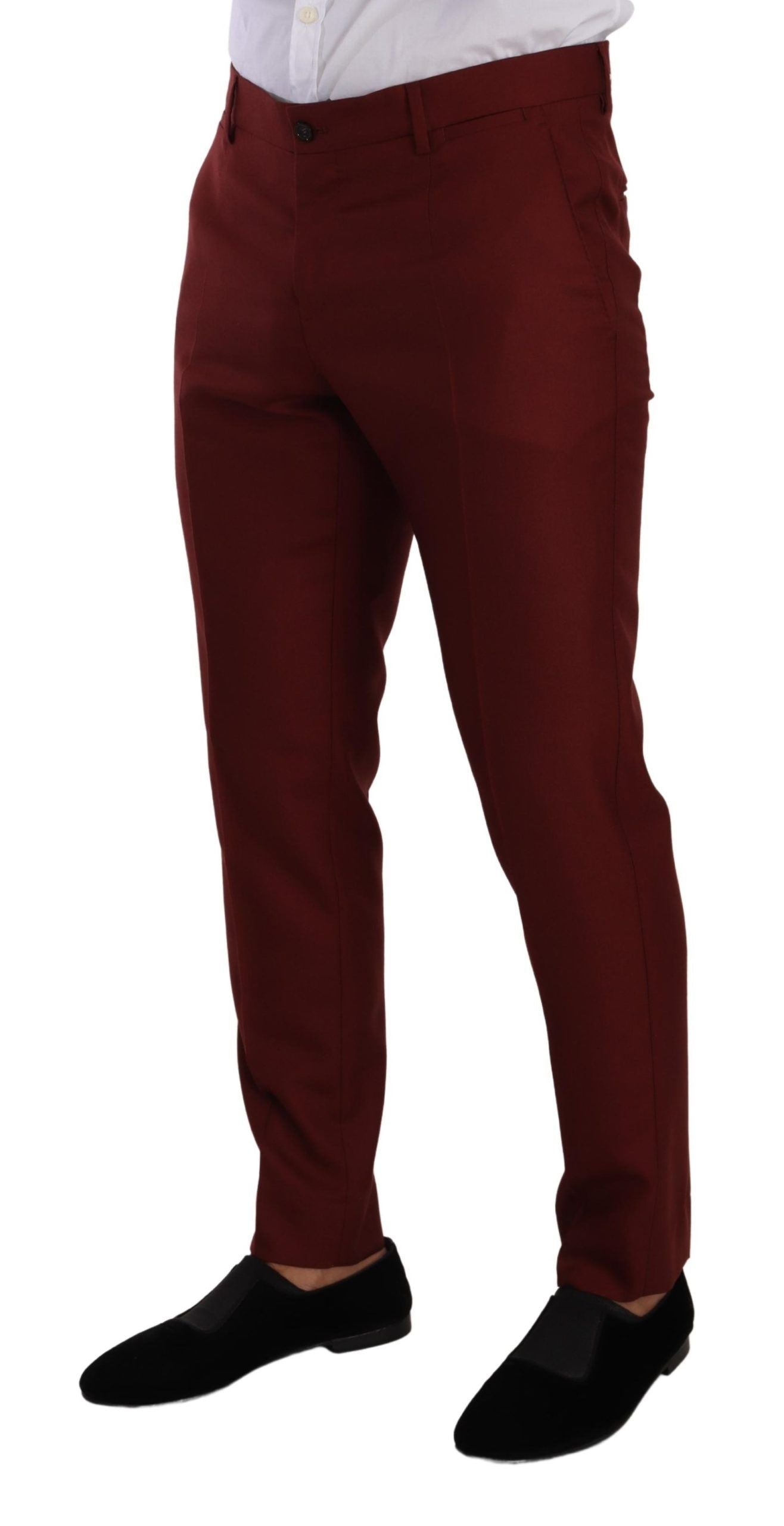 Elegant Cashmere-Silk Red Dress Pants