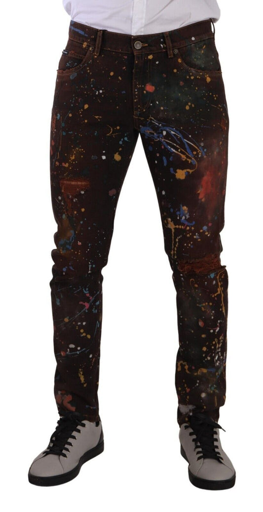 Multicolor Painted Skinny Denim Jeans