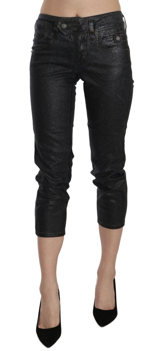 Chique zwarte cropped jeans met middelhoge taille