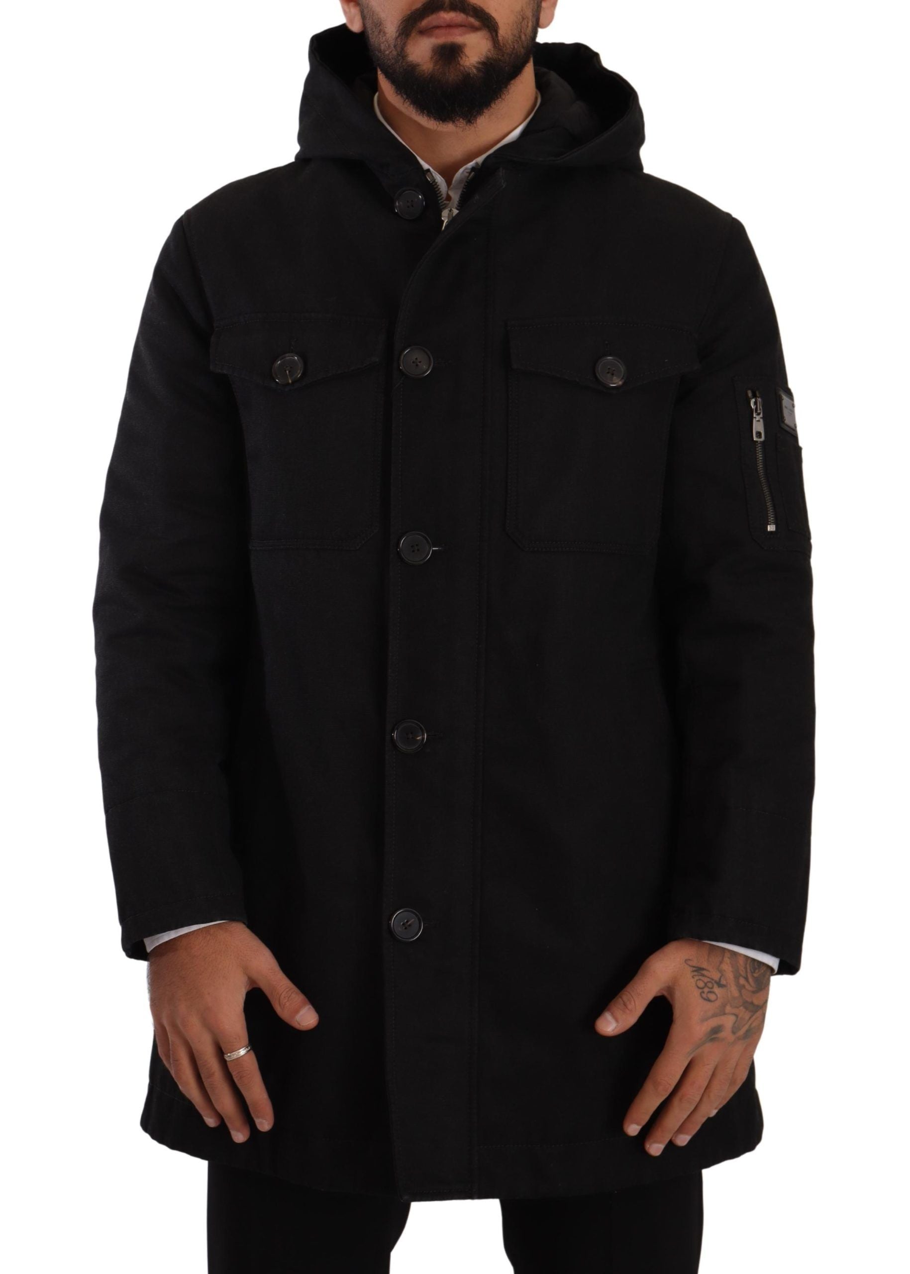 Elegante zwarte parka met capuchon