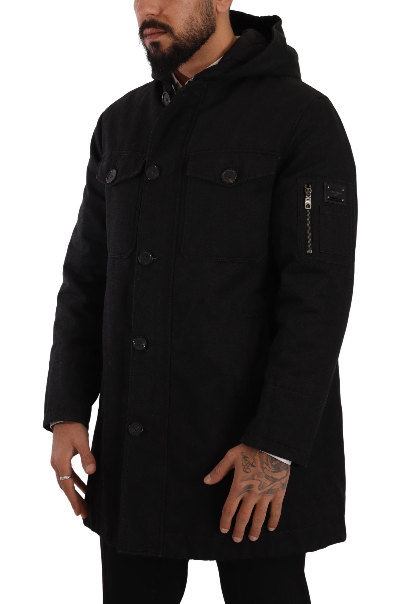 Elegante zwarte parka met capuchon