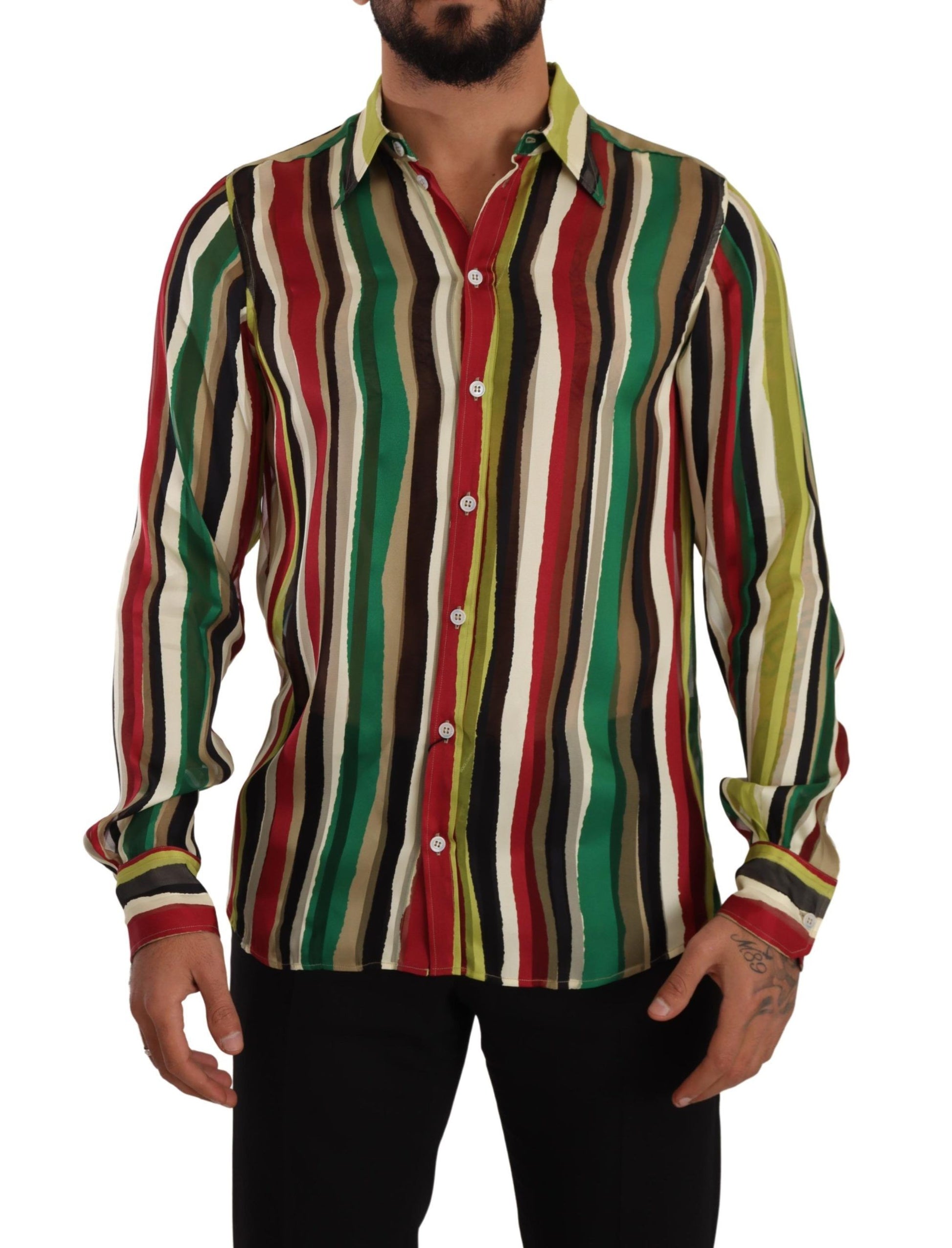 Elegant Multicolor Striped Silk Blend Shirt