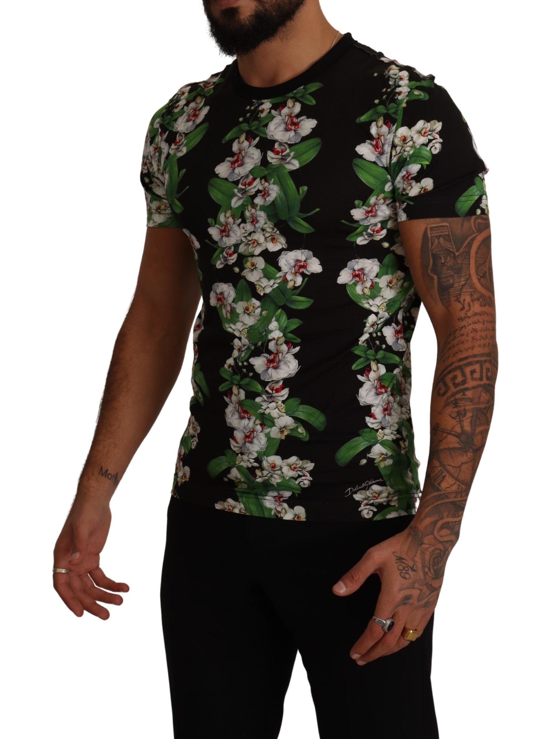 Elegante bloemen ronde hals T-shirt voor heren