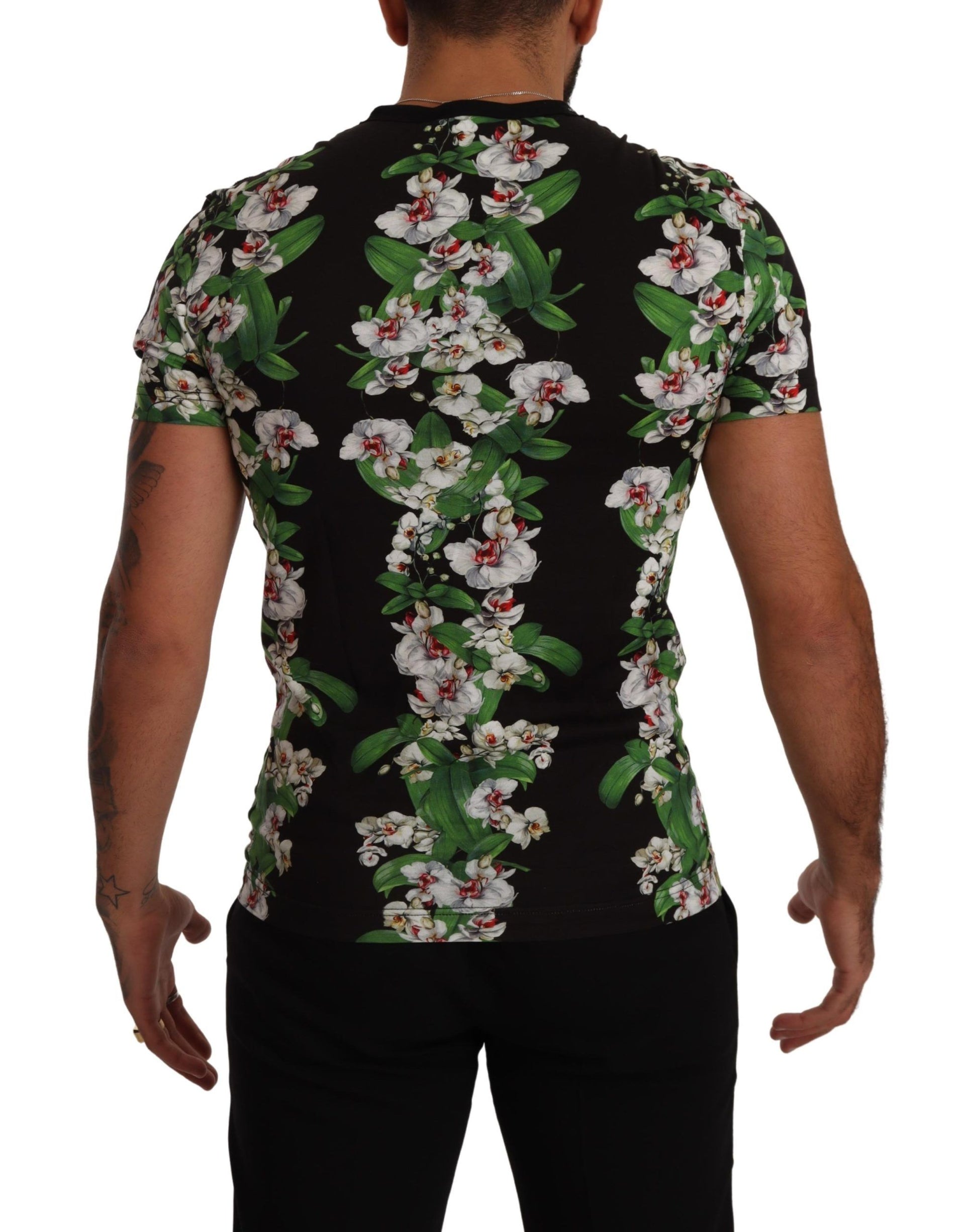 Elegante bloemen ronde hals T-shirt voor heren