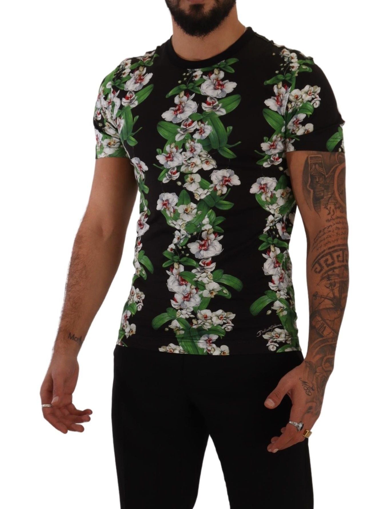 Elegante bloemen ronde hals T-shirt voor heren