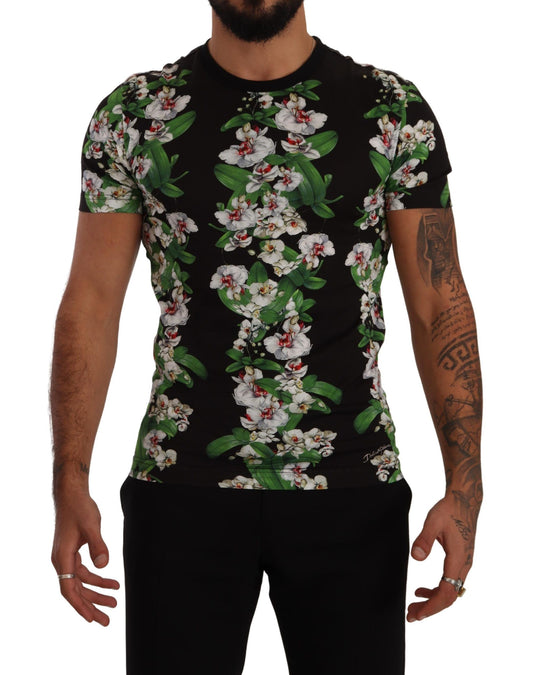 Elegante bloemen ronde hals T-shirt voor heren