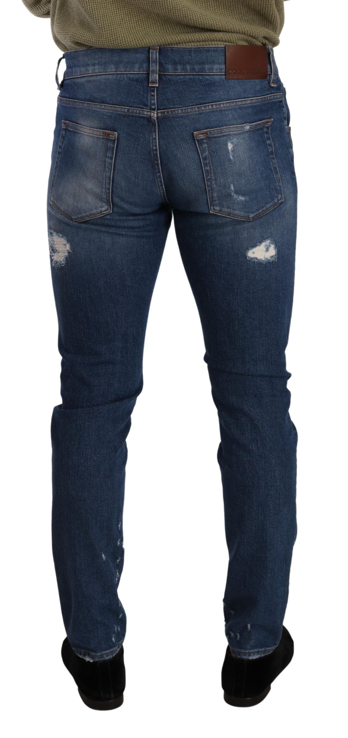 Elegant Distressed Slim Fit Denim Jeans