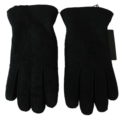 Elegant Black Leather Biker Gloves