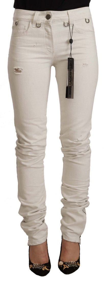 Chique witte mid-waist slim fit jeans