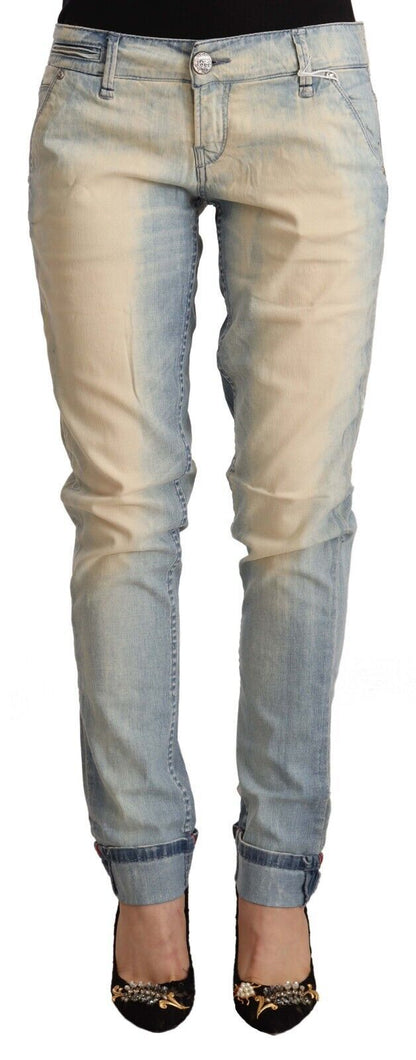 Chique lichtblauwe skinny katoenen jeans