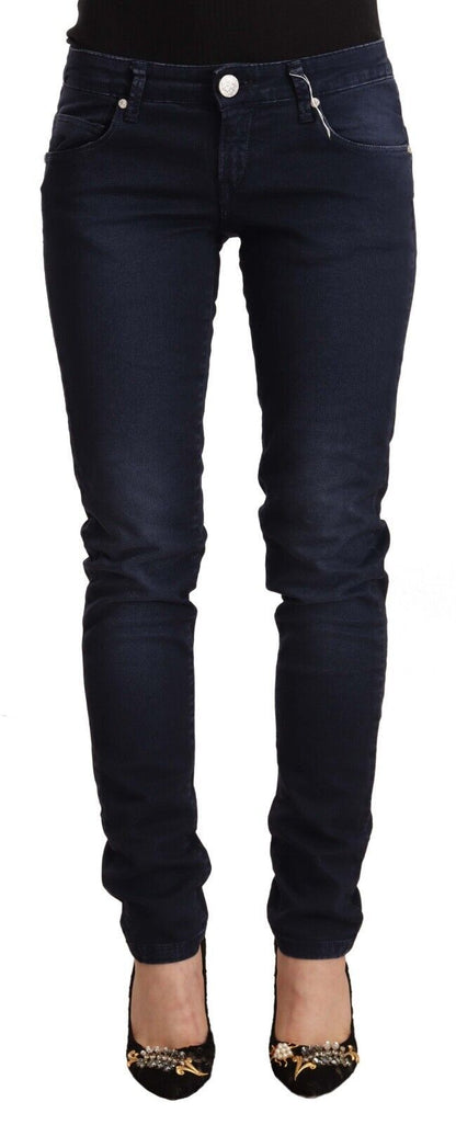 Chique skinny denim met lage taille in blauw