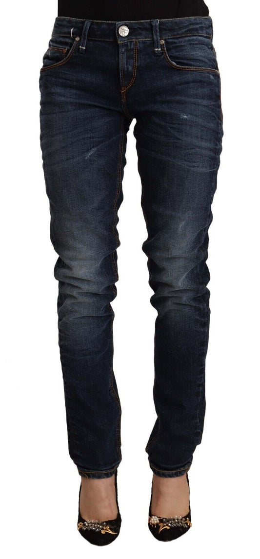 Chique Slim Fit Blauw Gewassen Denim