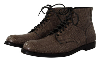 Elegante Crocodile Derby Brogue Boots