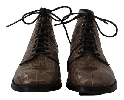 Elegante Crocodile Derby Brogue Boots