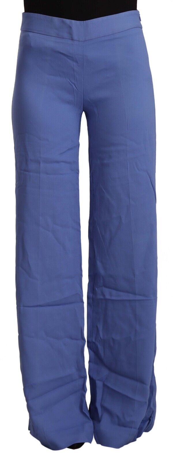 Chique wijde hoge taille blauwe broek