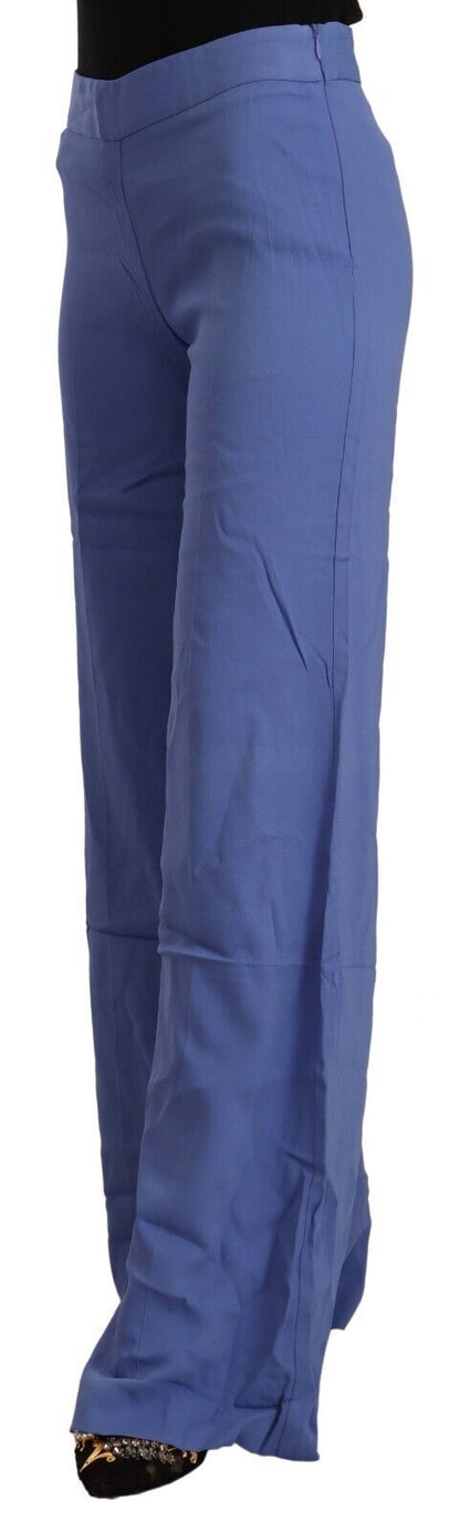 Chique wijde hoge taille blauwe broek