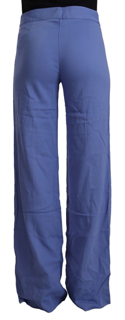 Chique wijde hoge taille blauwe broek