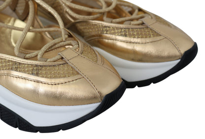 Golden Glamour Mesh Leather Sneakers