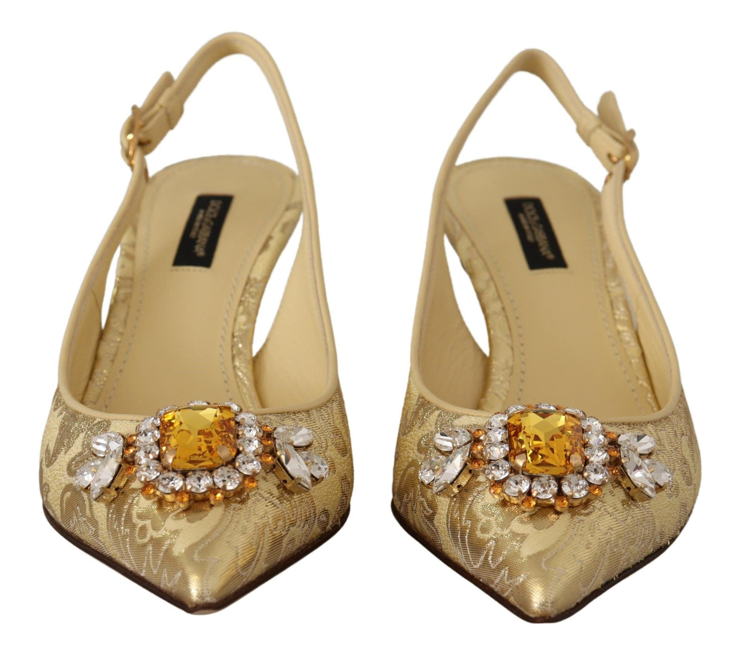 Gleaming Gold Crystal Slingback Heels