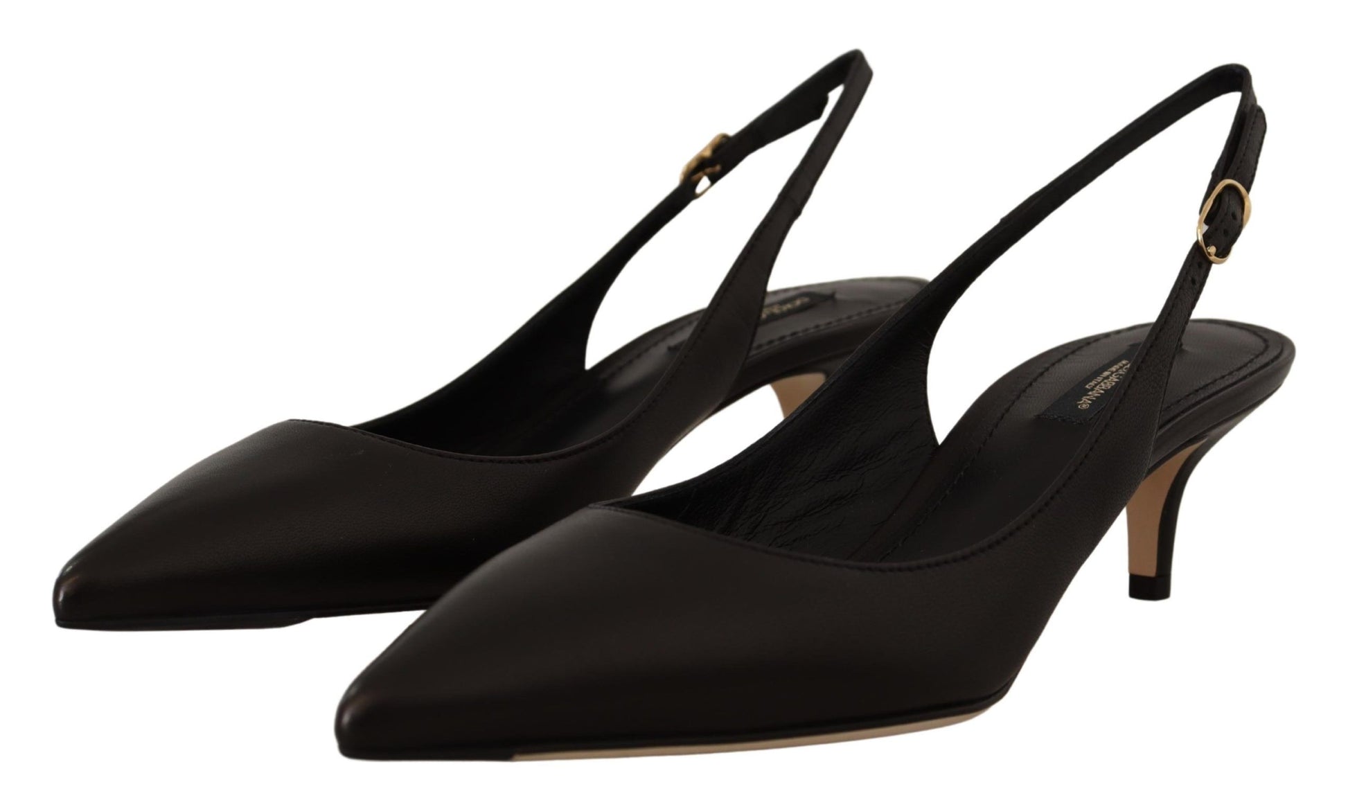 Elegante zwarte leren slingbacks hakken