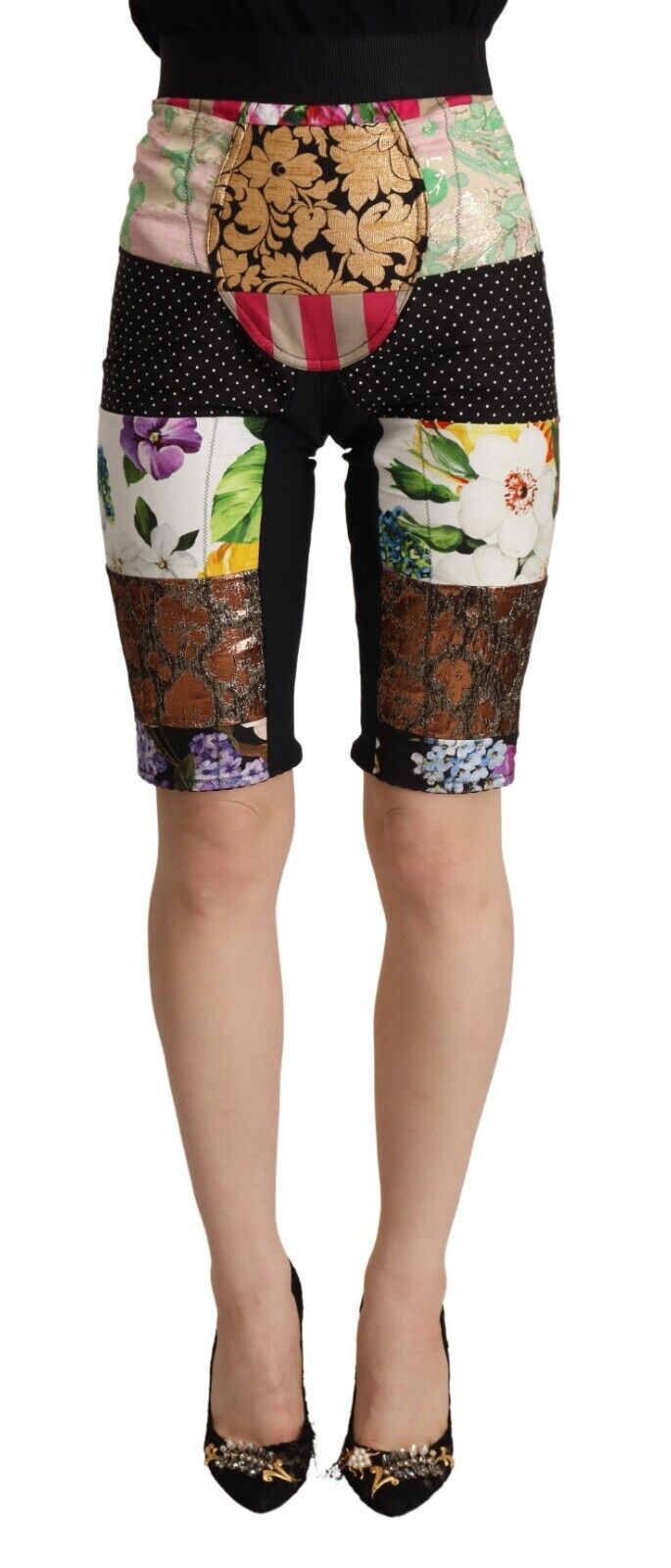 Elegante bloemen cropped broek in paarse tinten