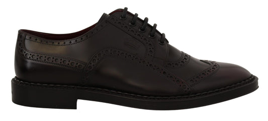 Elegante paarse leren derby formele schoenen