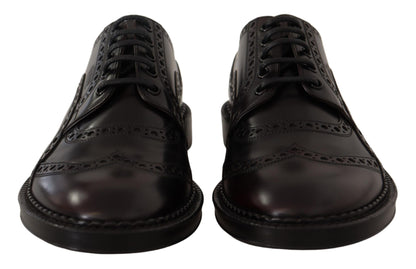 Elegante paarse leren derby formele schoenen