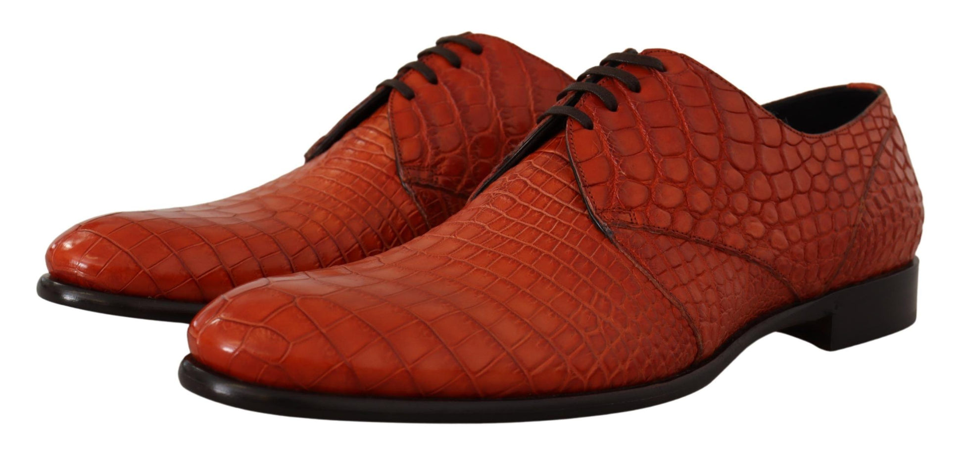 Exotische oranje croco leren veterschoenen