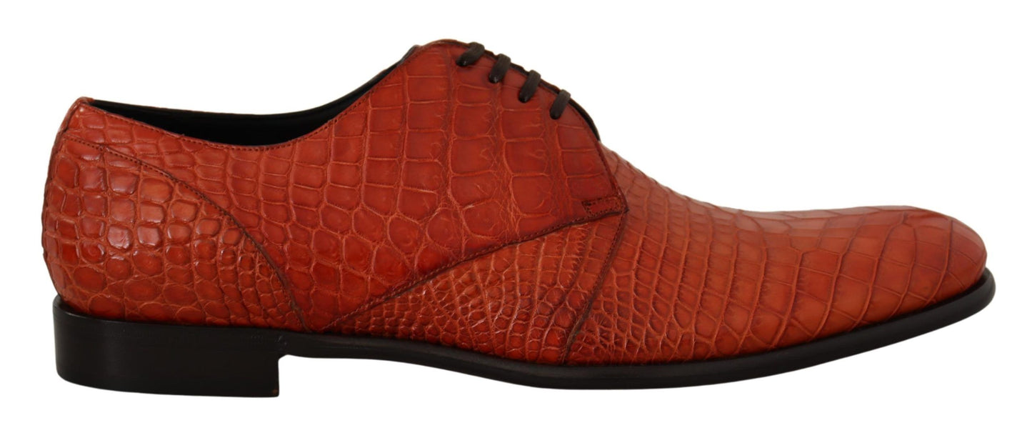 Exotische oranje croco leren veterschoenen